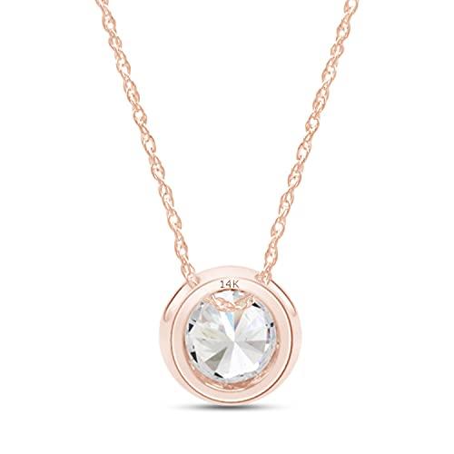 【並行輸入品】SAVEARTH DIAMONDS 1カラット 6.5mm ラウンドカット 人工モアッサナイトダイヤモンドベゼルセット ソリティアの画像