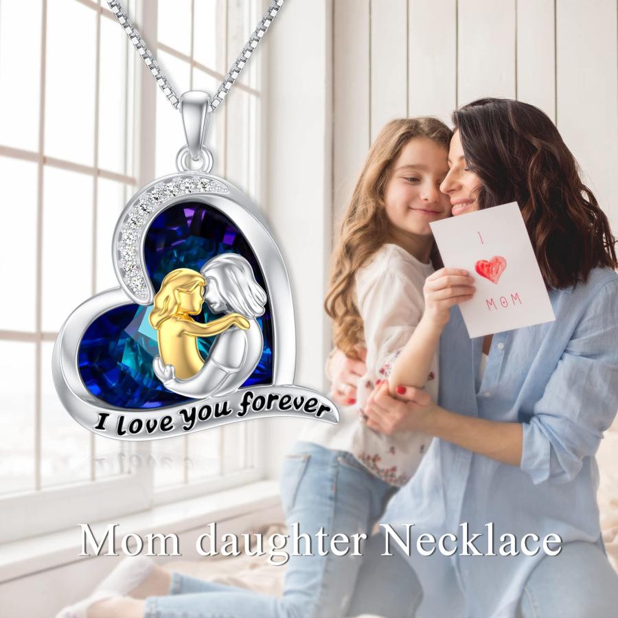 【並行輸入品】TOUPOP Daughter ネックレス Mom 925 スターリングシルバー 母 娘 ネックレス ママ用 I Love You_3
