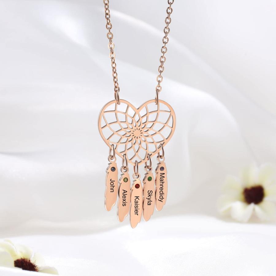 【並行輸入品】Joyforisa Personalized Heart Dream Catcher Necklace Customized R
