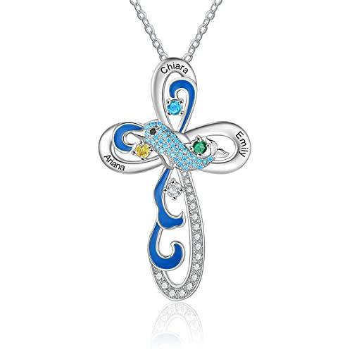 【並行輸入品】JewelOra Personalized Mother Daughter Necklace with Simulated Bi