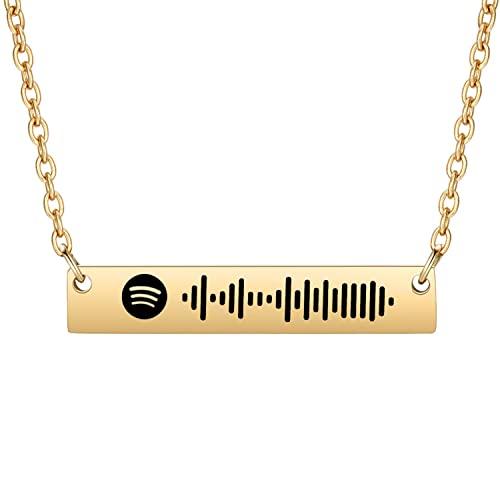 【並行輸入品】LONAGO Personalized Music Spotify Scan Code Necklace Custom Bar_1