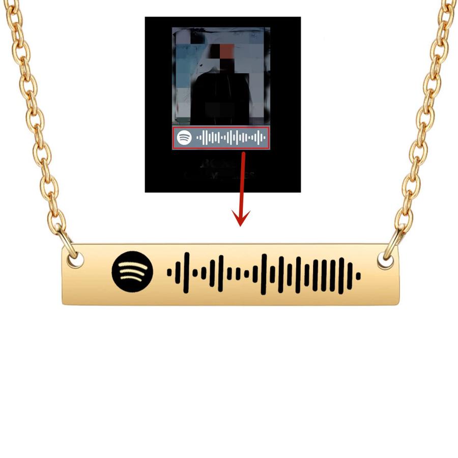 【並行輸入品】LONAGO Personalized Music Spotify Scan Code Necklace Custom Bar_3