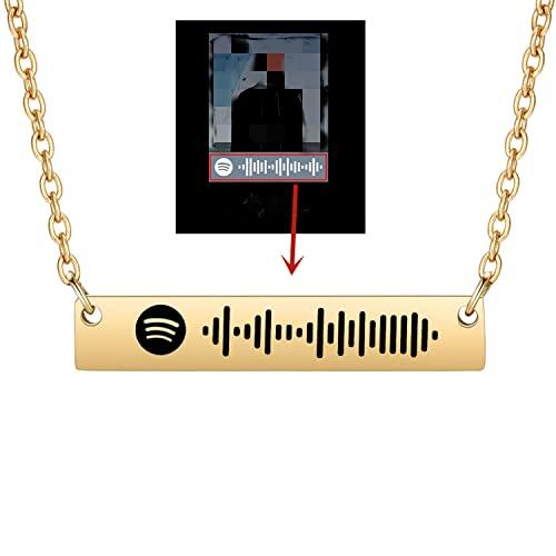 【並行輸入品】LONAGO Personalized Music Spotify Scan Code Necklace Custom Bar_4