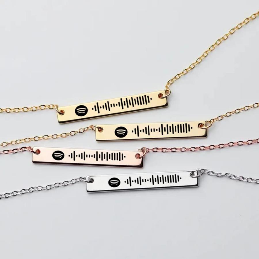 【並行輸入品】LONAGO Personalized Music Spotify Scan Code Necklace Custom Bar_8