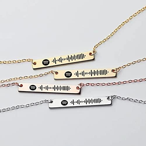【並行輸入品】LONAGO Personalized Music Spotify Scan Code Necklace Custom Bar_9