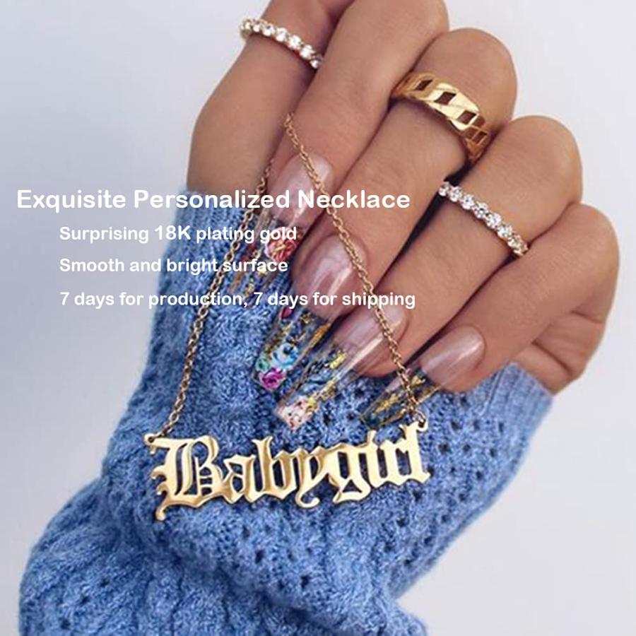【並行輸入品】Jewenova S925 スターリングシルバー ネームネックレス パーソナライズ、カスタムネームプレートネックレス 調節可能なチ