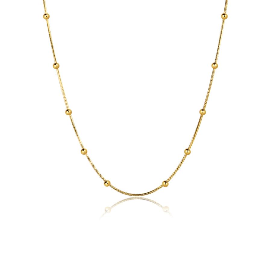 並行輸入品】14K ゴールドメッキ 華麗なビーズ スネーク チェーン 