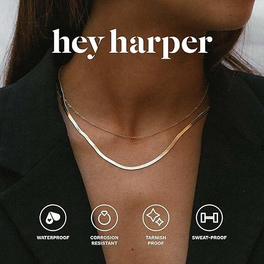 【並行輸入品】Hey Harper Born レディネックレス 防水 防汗 レイヤードネックレス レディース ゴールドネックレス ステンレススチ_5