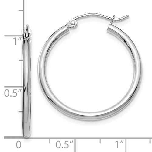 【並行輸入品】Saris and Things 10K White Gold Polished 2mm Lightweight Hoop Eaの画像
