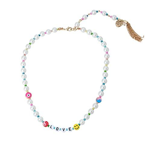 【並行輸入品】LOVE パールカラーネックレス， One Size， 金属 ガラス プラスチック， 宝石なし。 Betsey LOVE Coll_1