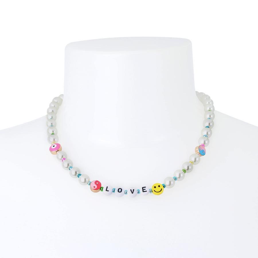 【並行輸入品】LOVE パールカラーネックレス， One Size， 金属 ガラス プラスチック， 宝石なし。 Betsey LOVE Coll_3