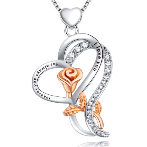 【並行輸入品】I Love You ネックレス ハートペンダント プレッピー レディース ネックレス トレンディ 925 スターリングシルバー_1