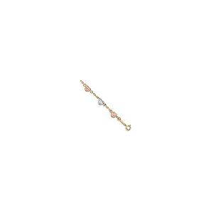 【並行輸入品】Avariah Gold 14k Tri color Diamond cut Puff Heart Bracelet   7"の画像