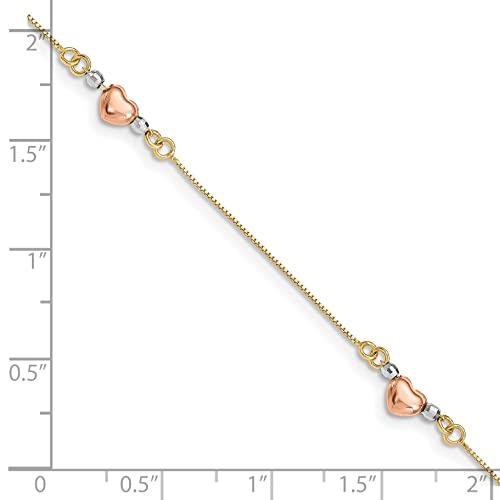 【並行輸入品】Avariah Solid Gold 14K Tri Color Puffed Heart Bracelet   7.25"の画像