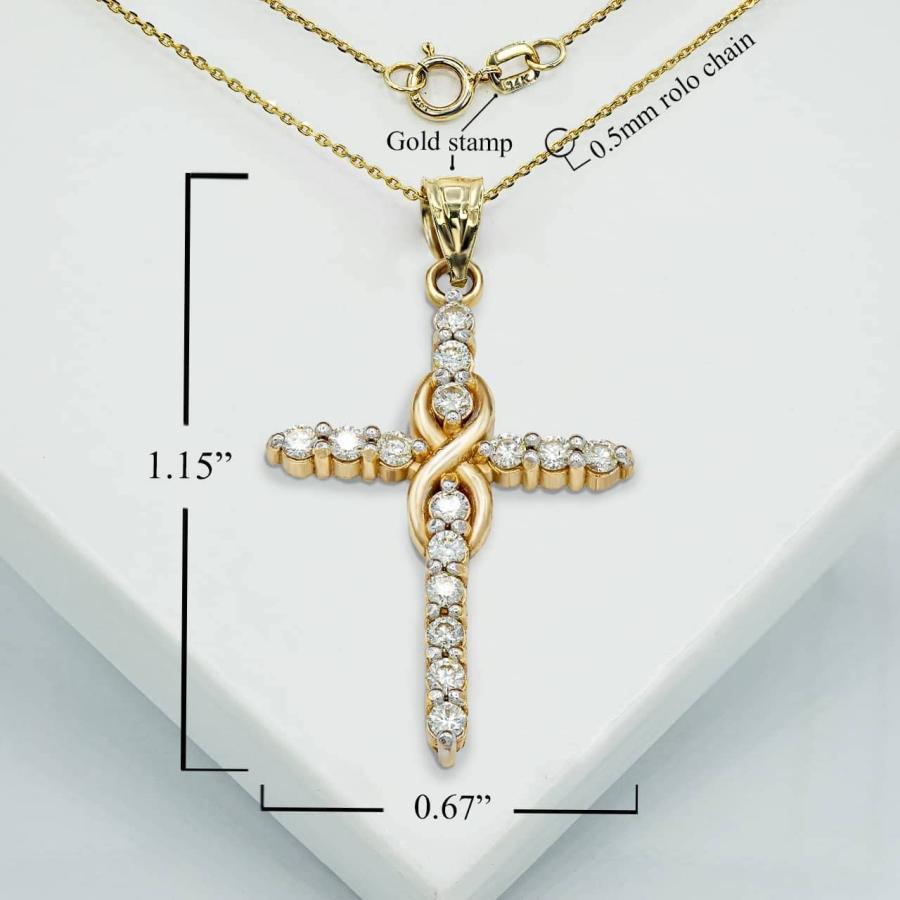 【並行輸入品】Solid 14k White Gold Diamond Infinity Cross Pendant_3
