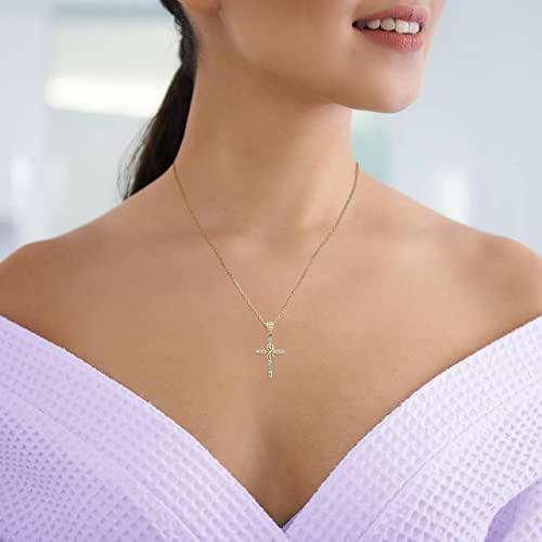 【並行輸入品】Solid 14k White Gold Diamond Infinity Cross Pendant_7