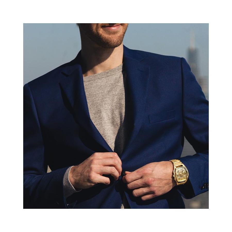 【並行輸入品】Bulova カーブクロノグラフゴールド Bulova Men's CURV Chronograph Gold Tone Staiの画像