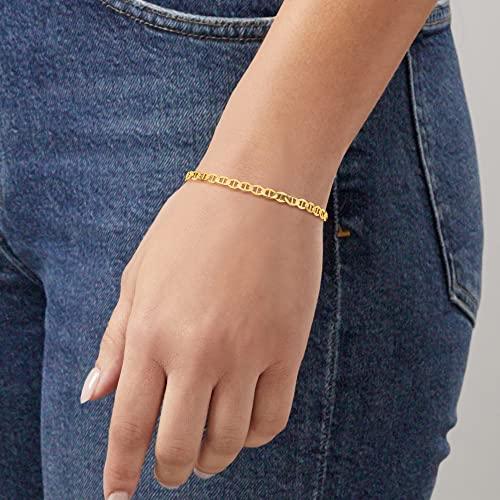【並行輸入品】Canaria Fine Jewelry レデイーズ 4mm 10ktマリナーリンクブレスレット Canaria 10kt Yelの画像
