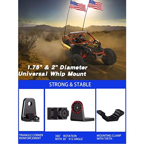 【並行輸入品】ZIDIYORUO UTV ホイップライトマウント 4.37~5.08cm ロールバーに簡単に取り付け、アルミ合金UTVライトマウの画像