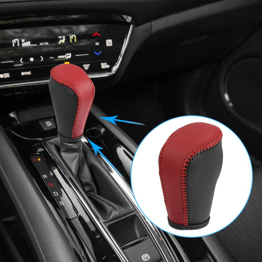 【並行輸入品】X AUTOHAUX Black and Red Vehicle Interior Faux Leather Gear Shif_3