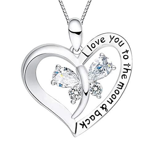 【並行輸入品】WSKFLY 14K White Gold Plated I love you to the moon & back Love_1