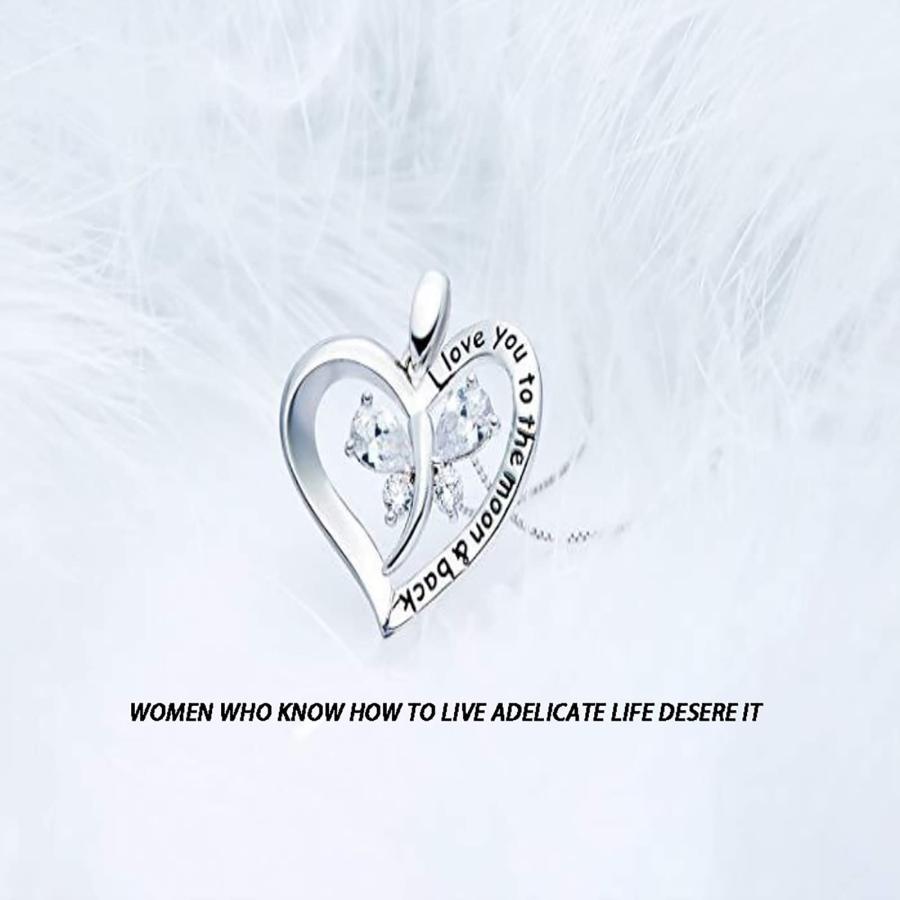 【並行輸入品】WSKFLY 14K White Gold Plated I love you to the moon & back Love_9