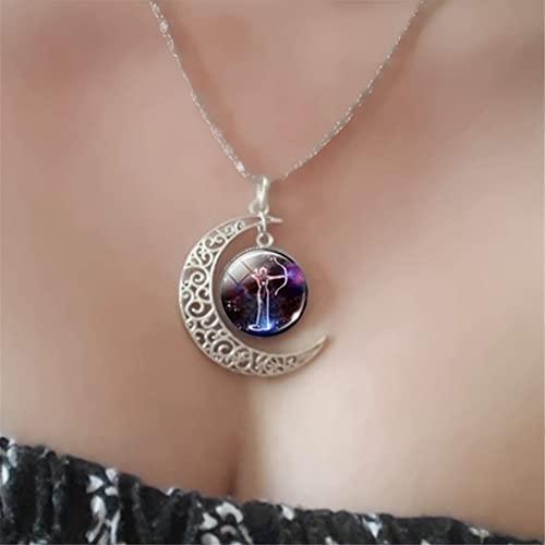 【並行輸入品】12星座ネックレス ブレスレット 時間 宝石 ホロスコープ 占星術 月 三日月ネックレス レディース メンズ 誕生日ギフトジュエリの画像