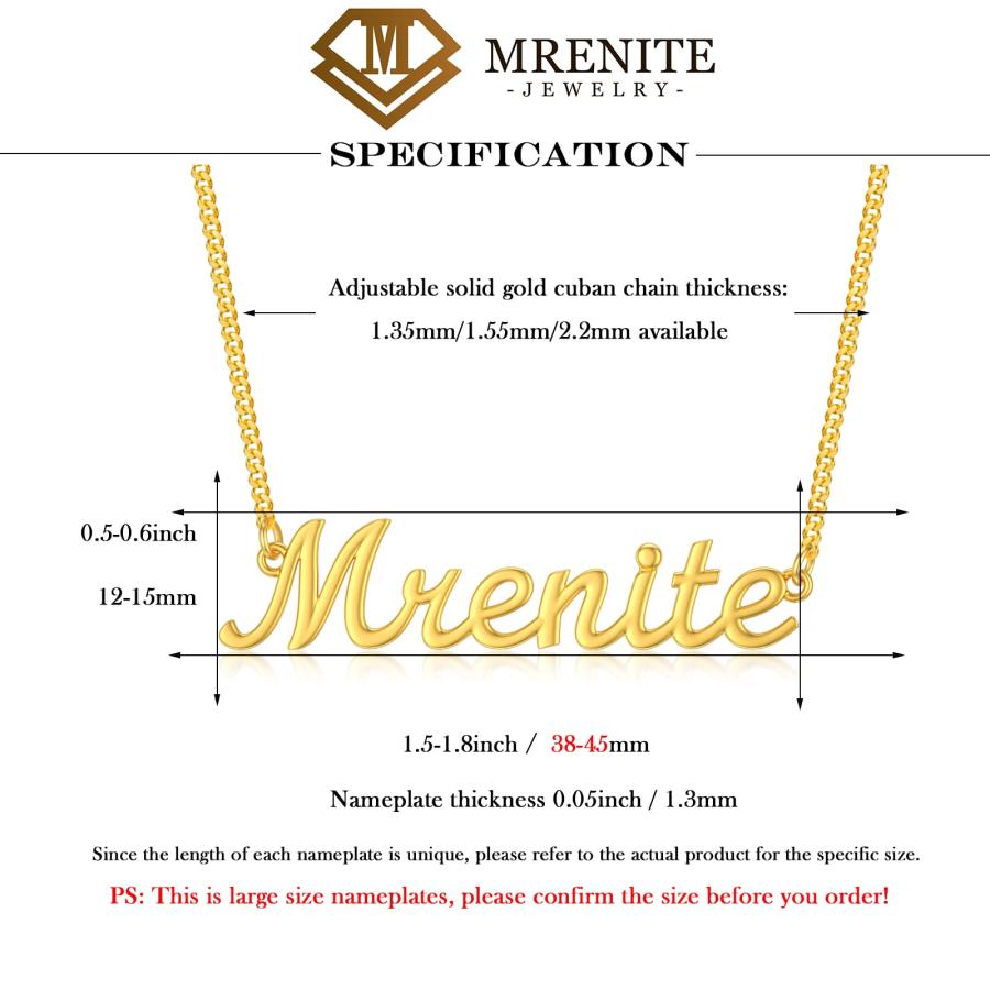 【並行輸入品】MRENITE 10K 14K 18k ソリッドイエローゴールド/ホワイトゴールド/ローズゴールド パーソナライズネームネックレスの画像