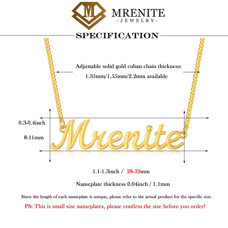 【並行輸入品】MRENITE 10k 14k 18k Solid Yellow Gold/White Gold/Rose Gold Persoの画像