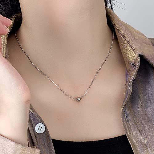 【並行輸入品】925スターリングシルバー イタリア製 ハンドメイド ボックスチェーンネックレス レディース ミニマリスト ボールペンダントネック_7