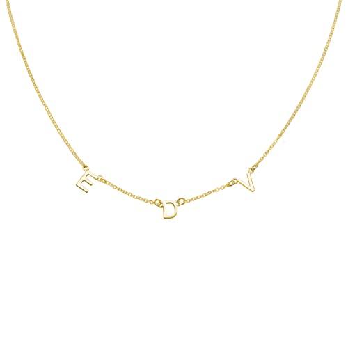 【並行輸入品】Oak&Luna パーソナライズされたINEZ イニシャルネックレス 最大8個のイニシャル/ダイヤモンドあり/なし シルバ_1