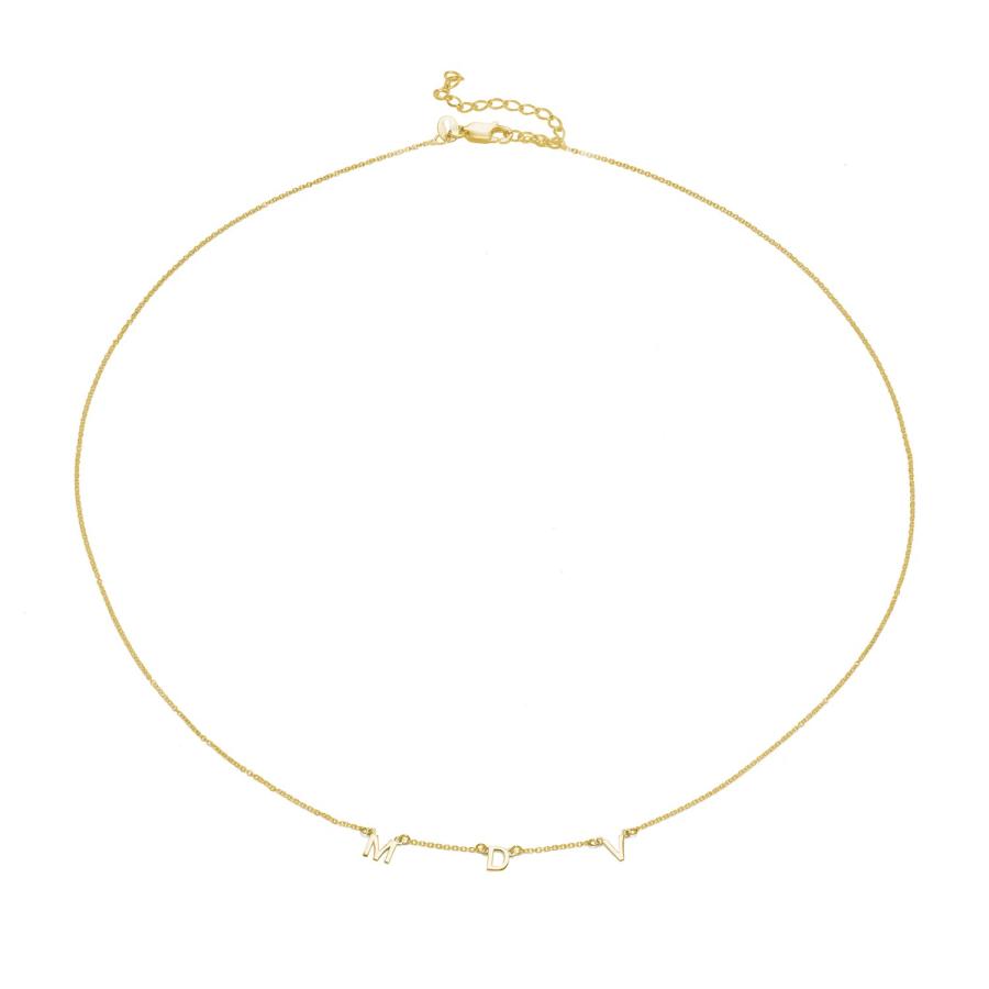 【並行輸入品】Oak&Luna パーソナライズされたINEZ イニシャルネックレス 最大8個のイニシャル/ダイヤモンドあり/なし シルバ_3
