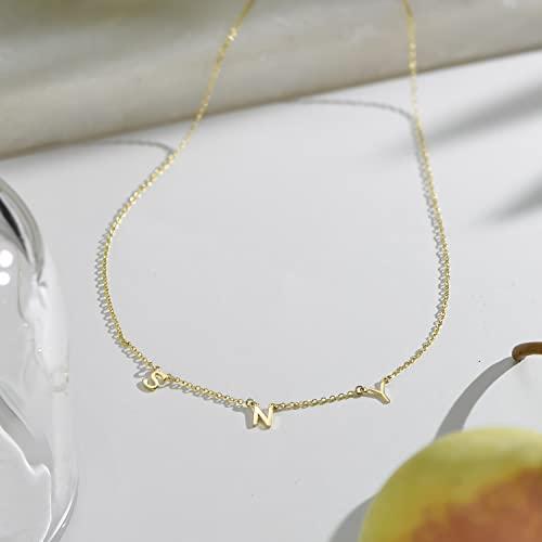 【並行輸入品】Oak&Luna パーソナライズされたINEZ イニシャルネックレス 最大8個のイニシャル/ダイヤモンドあり/なし シルバ_7