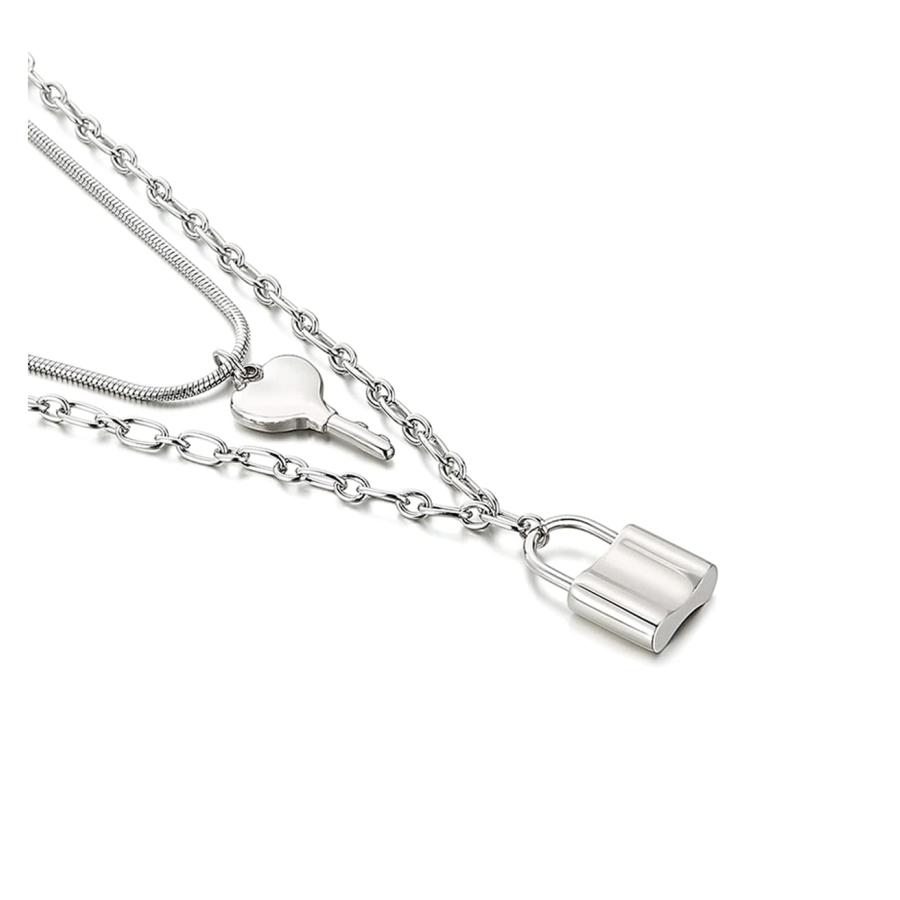 【並行輸入品】Pera Jewelry ロックペンダント 14Kゴールドメッキ シルバーメッキ ロック&キーリング 女性用 ギフトボックス付き_3