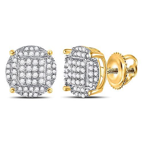 【並行輸入品】Yellow tone Sterling Silver Mens Round Diamond Circle Cluster Eaの画像
