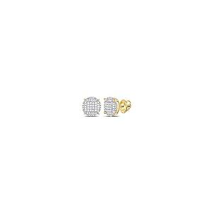 【並行輸入品】Yellow tone Sterling Silver Mens Round Diamond Circle Cluster Eaの画像