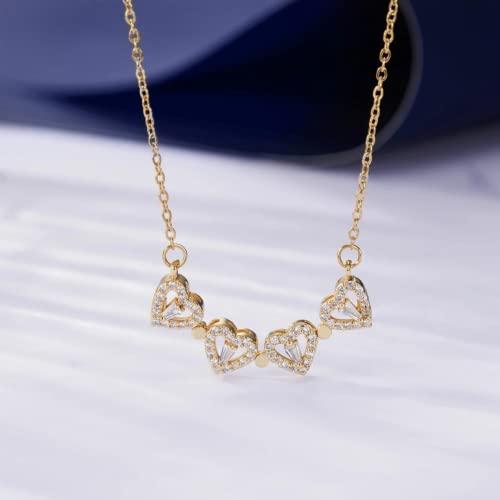 【並行輸入品】Love & Crafted Love & Craftのトレンディな4つ葉のクローバー ハートネックレス 18Kゴールドメッキと輝の画像