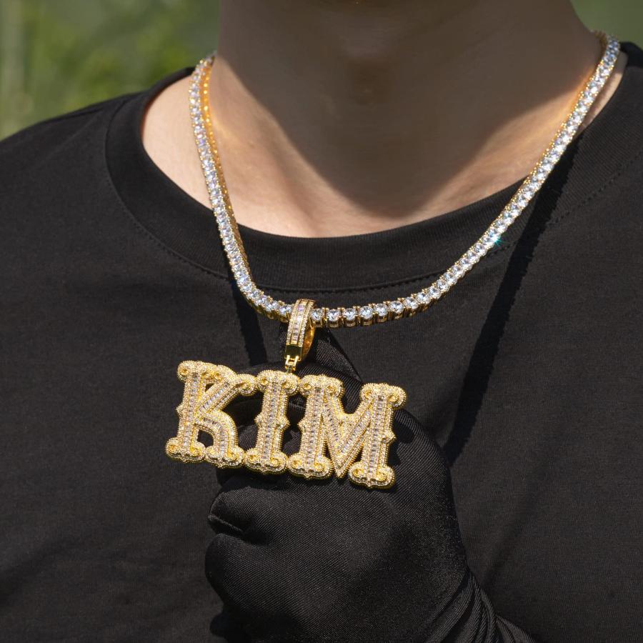 並行輸入品】ヒップホップ イニシャル文字ネックレス ハンドメイド 14K