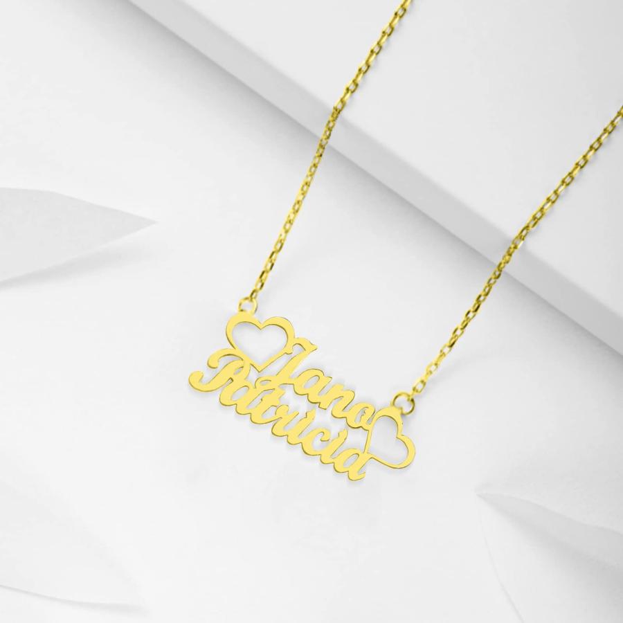 【並行輸入品】FENCCI 10K/14K/18K ソリッドゴールド 名前入りネックレス レディース イエロー/ホワイト/ローズゴールド カスタの画像