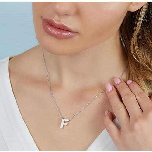 【並行輸入品】Pera Jewelry シルバーメッキ イニシャルネックレス シルバーメッキ アルファベット文字 A to Z ネックレス レデ_7