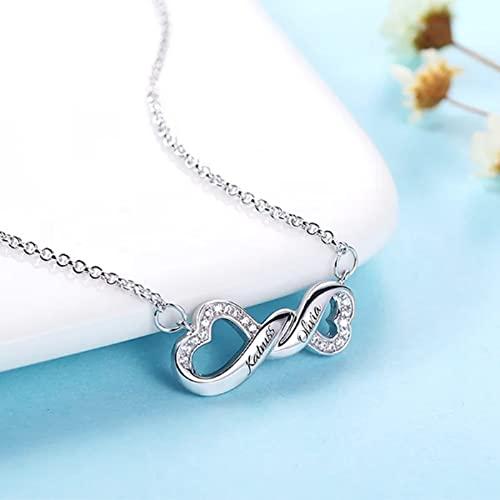 【並行輸入品】MOTIEL Personalized Engraved Infinity Double Heart Name Necklaceの画像
