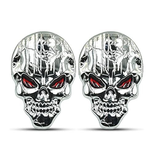 【並行輸入品】NAWPHEKI 2 Pack 3D Skull Emblems Strong Adhesive Metal USA Flagの画像