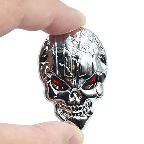 【並行輸入品】NAWPHEKI 2 Pack 3D Skull Emblems Strong Adhesive Metal USA Flagの画像