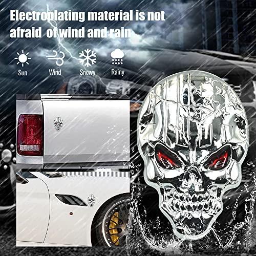 【並行輸入品】NAWPHEKI 2 Pack 3D Skull Emblems Strong Adhesive Metal USA Flagの画像