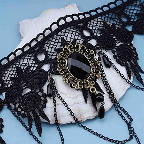 【並行輸入品】Erimberate ゴシック レース ネックレス チョーカー ブラック クリスタル ネックレス ウォータードロップ ラインストー_4
