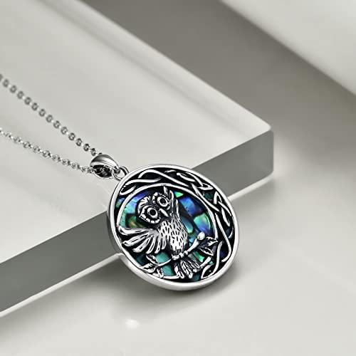 【並行輸入品】ONEFINITY Celtic Owl Necklace Sterling Silver Abalone Shell Owl_4