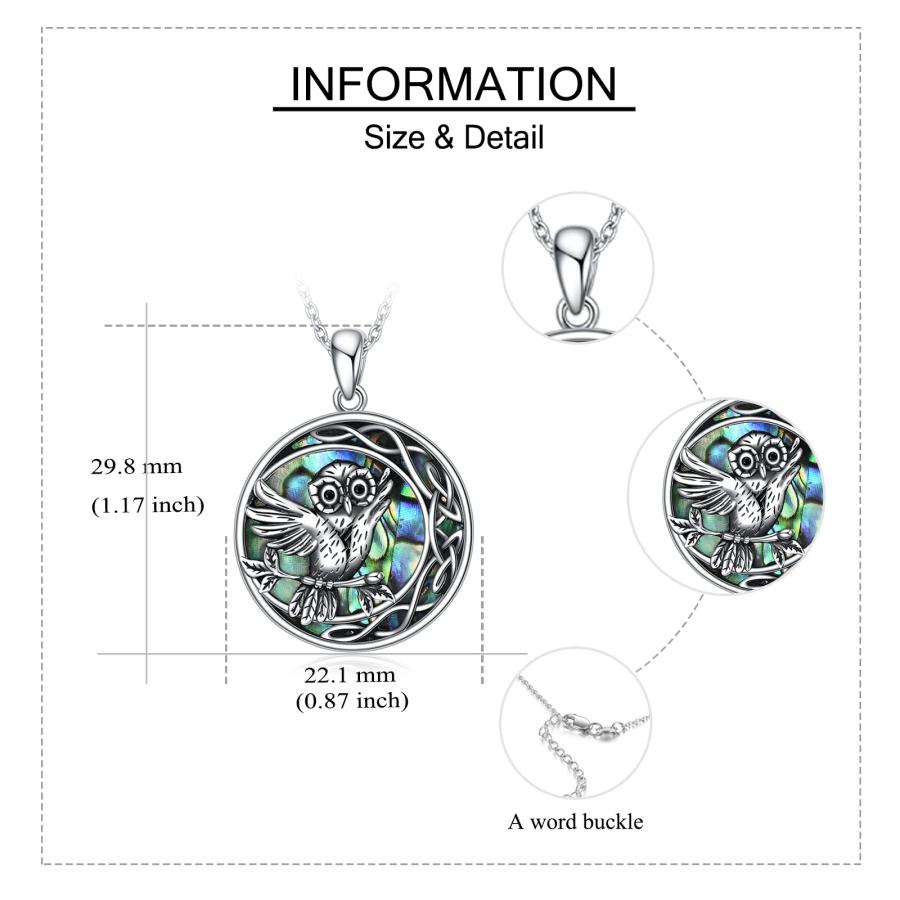【並行輸入品】ONEFINITY Celtic Owl Necklace Sterling Silver Abalone Shell Owl_9