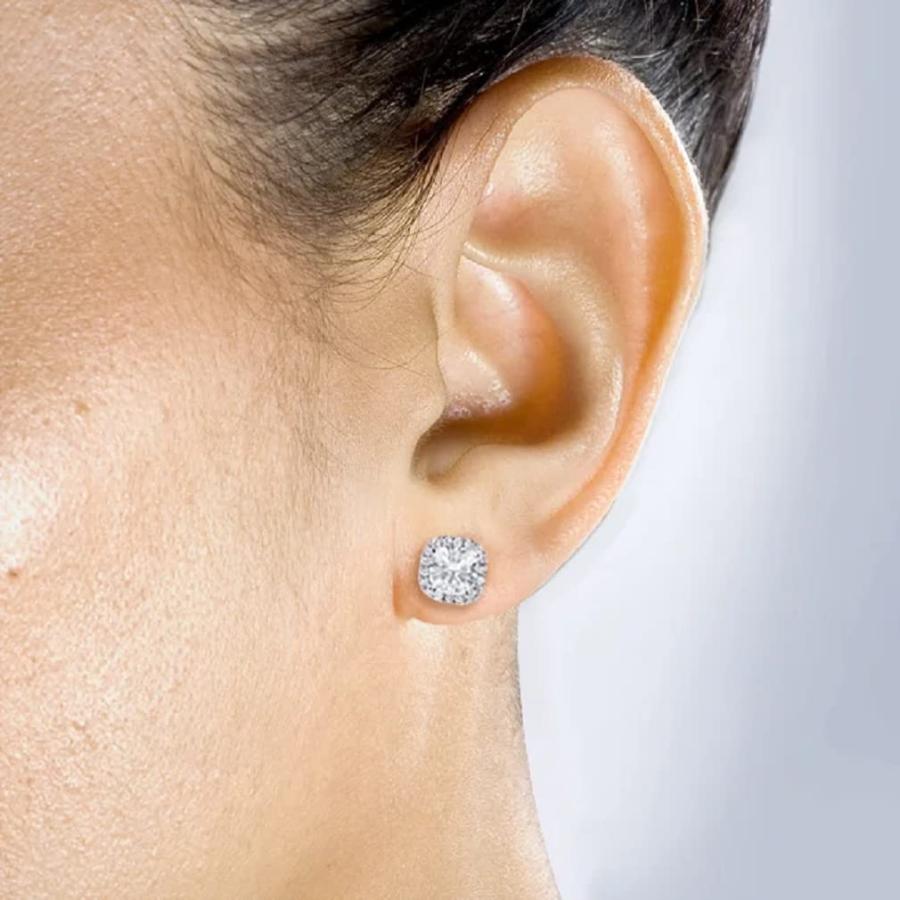 【並行輸入品】Mois 4 CT Cushion Colorless Moissanite Engagement Earring, Weddiの画像