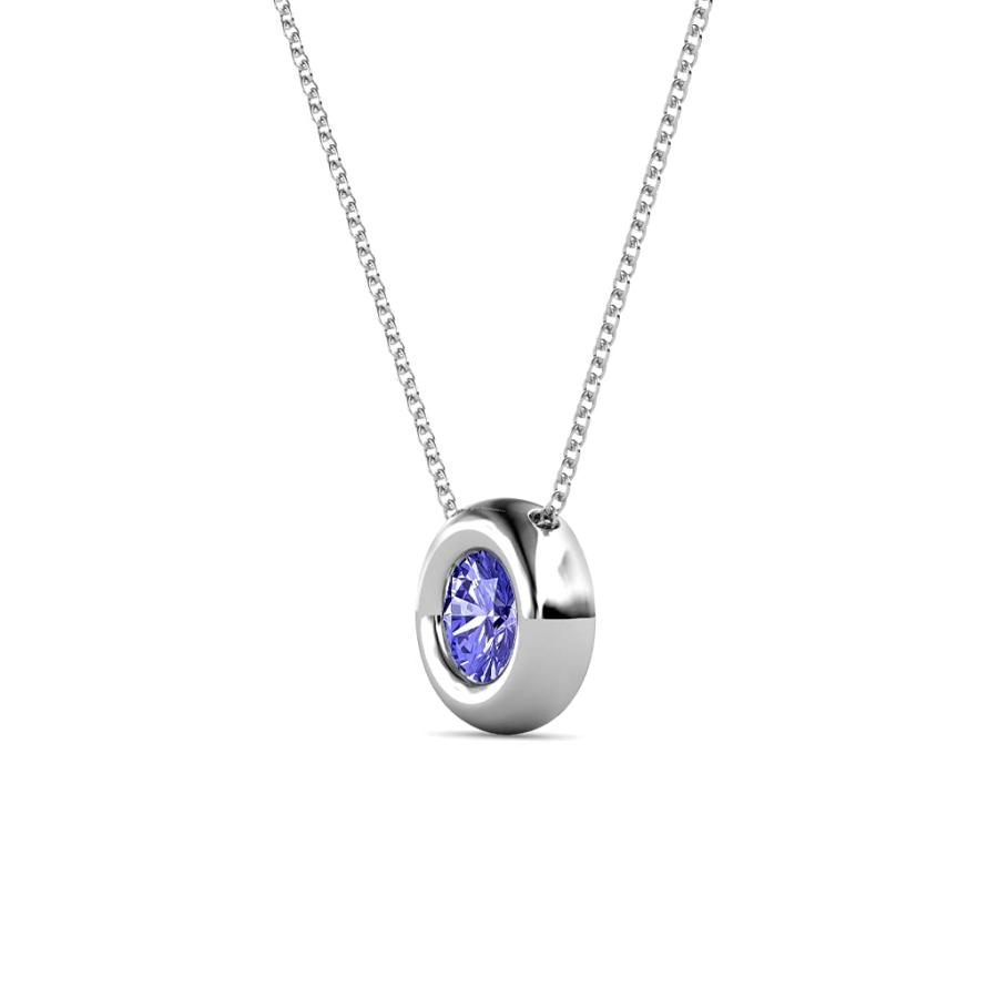 【並行輸入品】TriJewels ラウンドタンザナイト 1/2カラット ドーナツベゼルセット レディース ソリティア ペンダント ネックレス16の画像