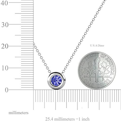 【並行輸入品】TriJewels ラウンドタンザナイト 1/2カラット ドーナツベゼルセット レディース ソリティア ペンダント ネックレス16の画像